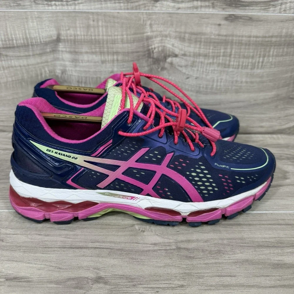 ASICS GEL-Kayano 22 Navy Pink Athletic Sneakers Knit Womens 10 T598N